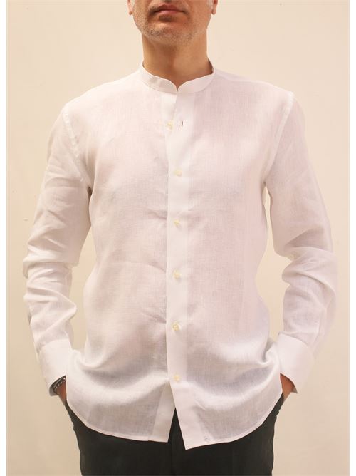 camicia bianca in lino Mik Mak | CAMICIALINOCOLLOCOREANOBIANCO